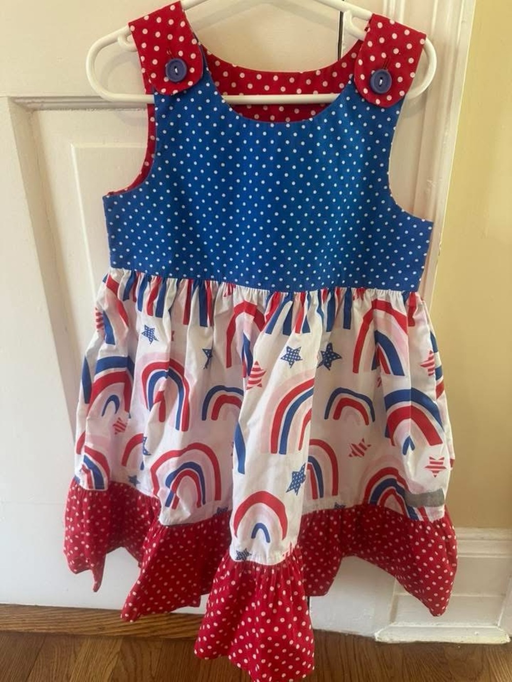 Eleanor Rose Red, White & Blue Polka Dot Rainbow Dress size 5-6